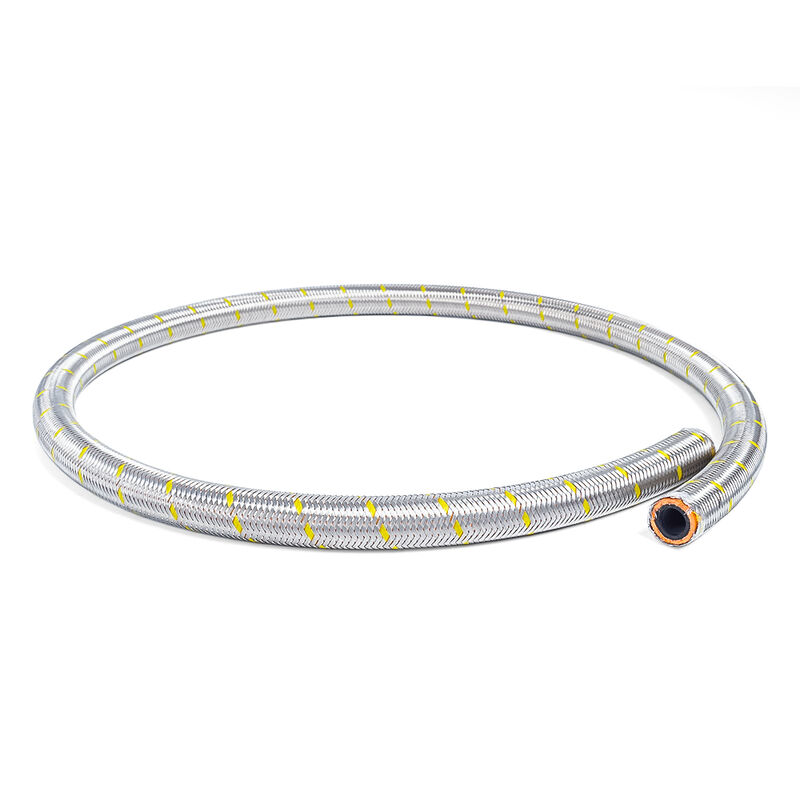 Alto desempenho de algodão trenzado/aço inoxidável como cobertura NBR Fuel Hose Flexível e resistente ao óleo, serviço de corte gratuito para sistemas hidráulicos industriais