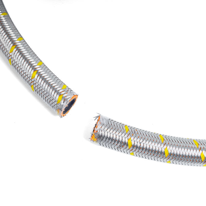 Alto desempenho de algodão trenzado/aço inoxidável como cobertura NBR Fuel Hose Flexível e resistente ao óleo, serviço de corte gratuito para sistemas hidráulicos industriais